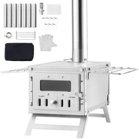 Wood Stove, 80 inch, Stainless Steel Camping Tent Stove, Portable Wood Burning Stove with Chimney Pipes & Gloves