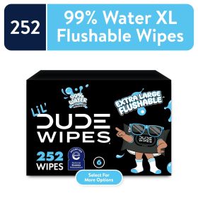 , Extra Large 99% Water Fragrance Free Flushable Wet Wipes for Kids, 252 Count, 6 Pack (Select for More Options)