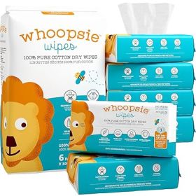 The Original 100% Pure Cotton Dry Baby Wipes, Unscented, Chemical-Free Wipes for Sensitive Skin Wet Wipes 6 Packs