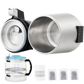 1.1Gal Water Distiller, 0.4Gal/H, Distilled Water Maker Machine 1750W 0-99H Timing Dual Temp Display