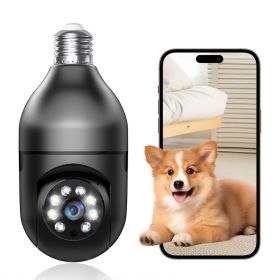 Light Bulb Security Camera 2.4GHz 5G WiFi Outdoor, 1080P E27 Light Socket Security Camera, Indoor 360 Home Security Cameras (Option: Black)
