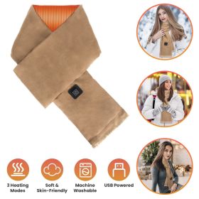 Heated Scarf USB Powered - 3 Heat Settings (Low/Medium/High), Soft Skin-Friendly, Washable, Stylish Colors for Winter Hiking/Camping/Birthday Gif (Color: Camel)